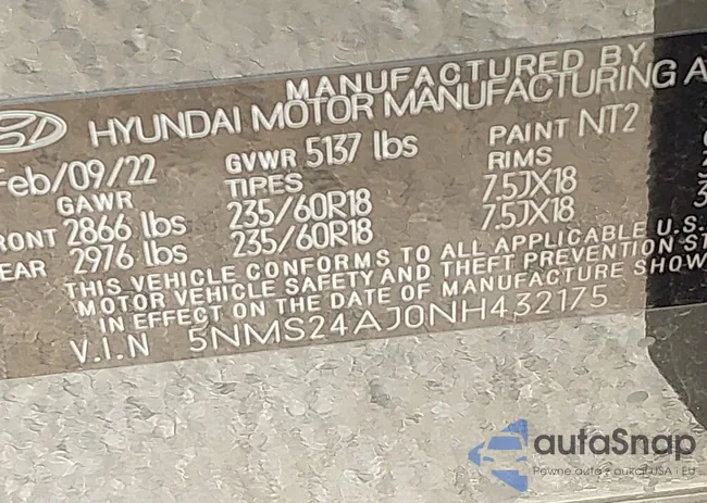 5NMS24AJ0NH432175: 44158725