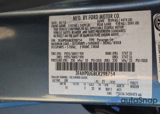 3FAHP0JG8CR298754: 44158285