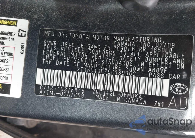 2T1BU40E79C189362: 44158296