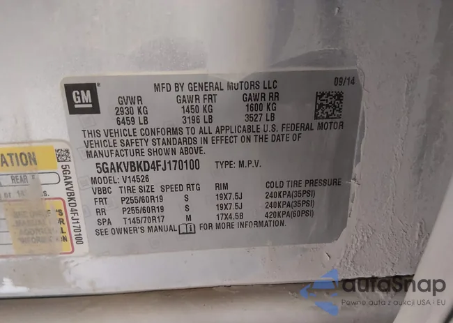 5GAKVBKD4FJ170100: 44159480