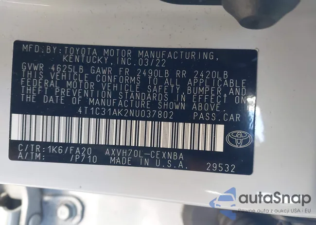 4T1C31AK2NU037802: 44159534