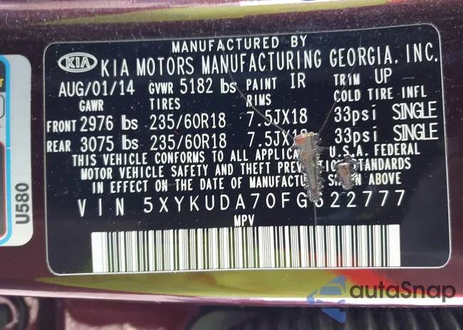 5XYKUDA70FG622777: 44159641