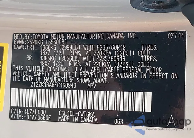 2T2ZK1BA8FC160943: 44159665