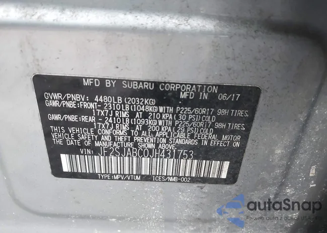 JF2SJABC0JH431753: 44159742