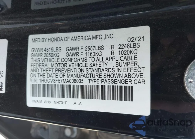 1HGCV3F57MA008035: 44159819