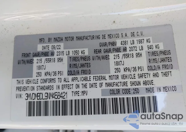 3MVDMBDL9NM458421: 44159899