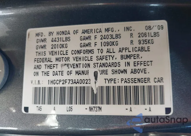 1HGCP2F73AA002315: 44160006