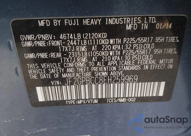 JF2GPBCC8EH259969: 44159095