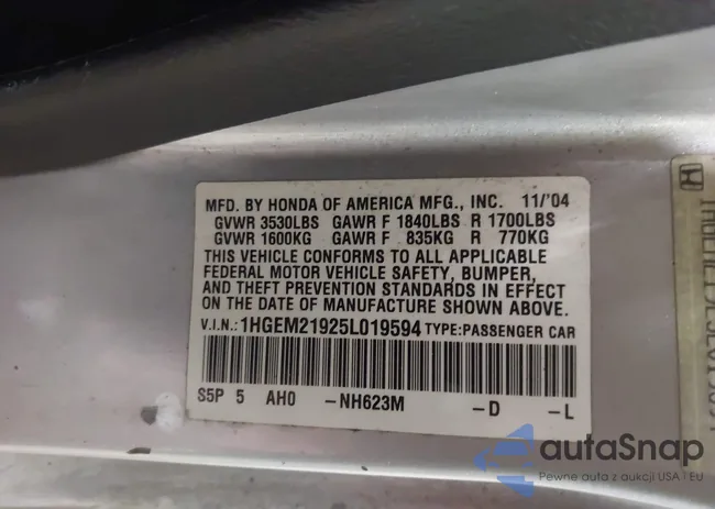 1HGEM21925L019594: 44159154