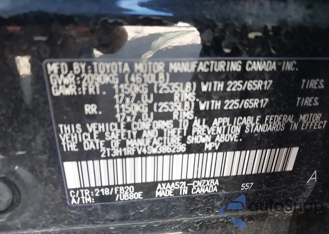 2T3H1RFV4SW386296: 44159165