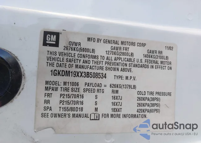 1GKDM19XX3B508534: 44159194