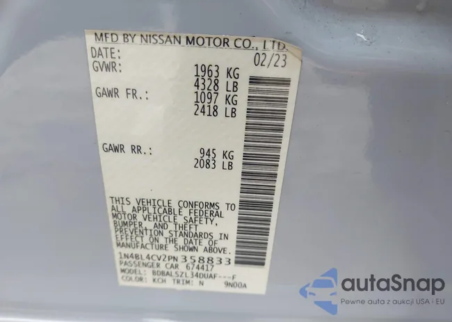 1N4BL4CV2PN358833: 44160501