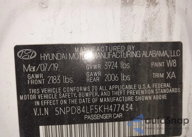 5NPD84LF5KH477434: 44160502