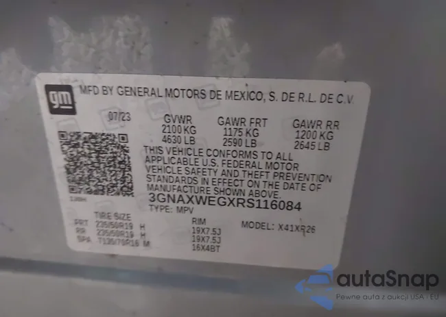 3GNAXWEGXRS116084: 44160539