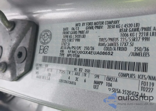 1FMCU0GX4EUA08652: 44160555