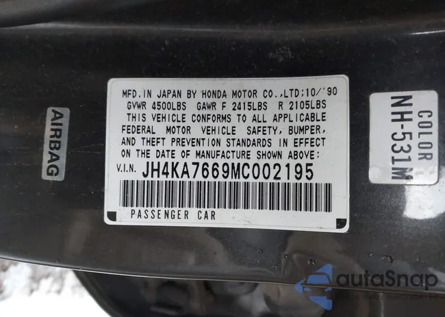 JH4KA7669MC002195: 44160565