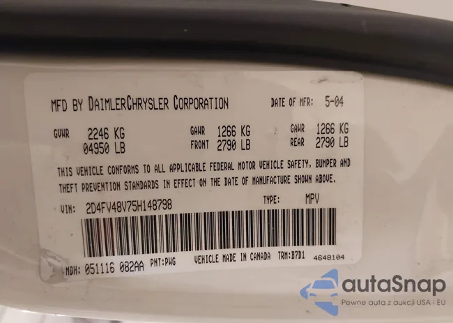 2D4FV48V75H148798: 44160570