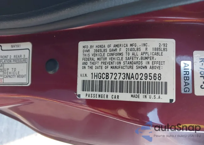 1HGCB7273NA029568: 44160602