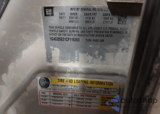 1G4GD5E31CF116260: 44160638