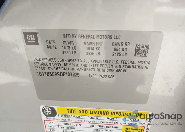 1G11B5SA9DF137225: 44160664