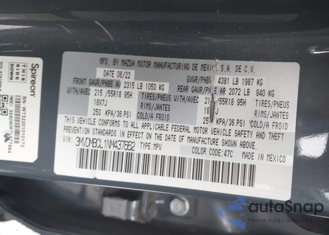 3MVDMBCL1NM437662: 44160687