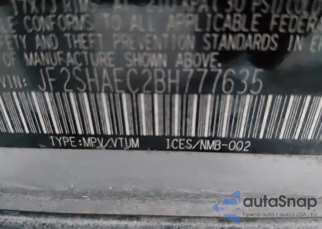 JF2SHAEC2BH777635: 44160739