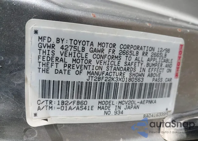 JT2BF22K3X0180563: 44160761