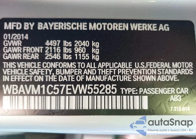 WBAVM1C57EVW55285: 44160774