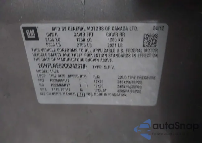 2GNFLNE52C6342670: 44160789