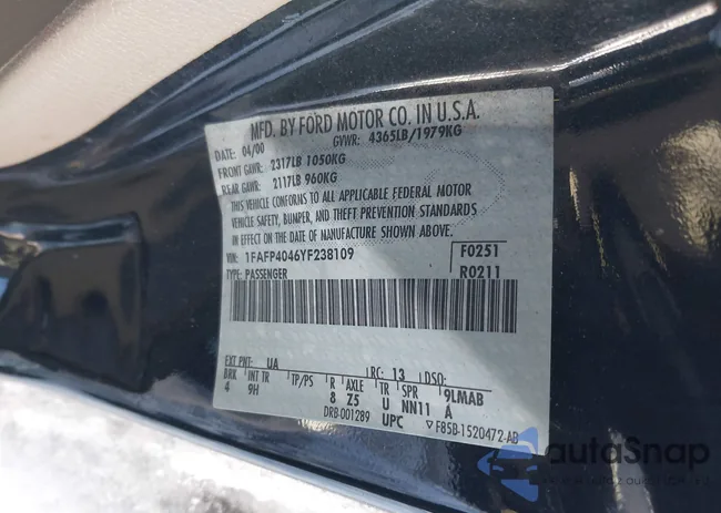 1FAFP4046YF238109: 44160819