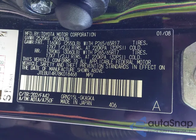 JTEBU14R78K018468: 44160860