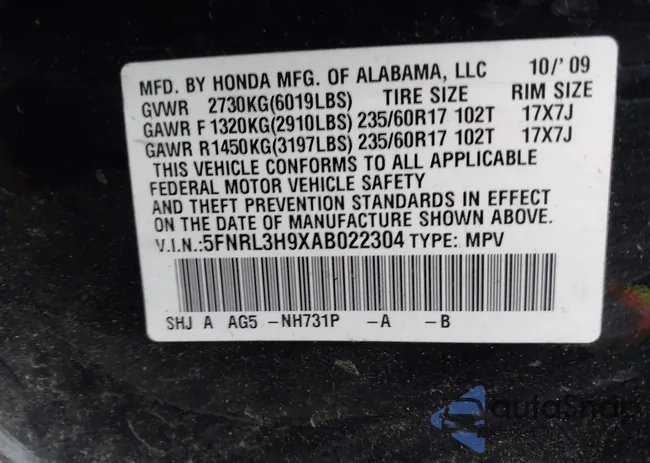 5FNRL3H9XAB022304: 44160935
