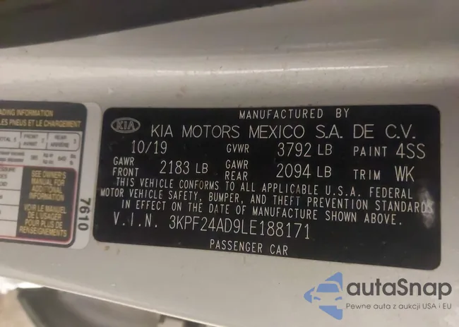 3KPF24AD9LE188171: 44160945