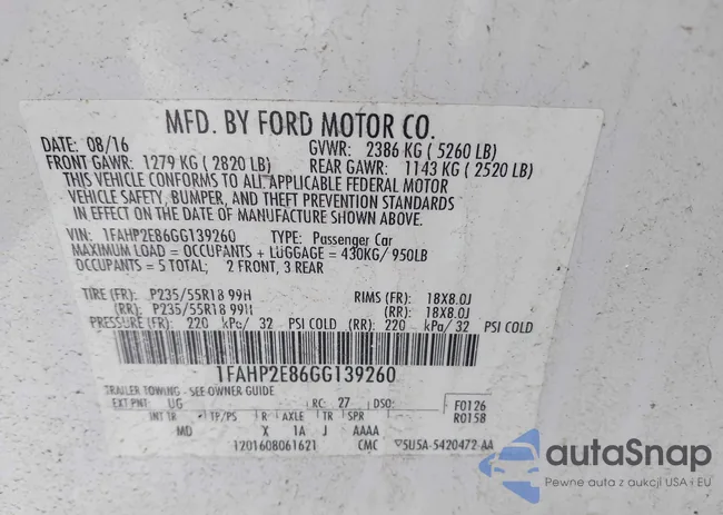 1FAHP2E86GG139260: 44160970