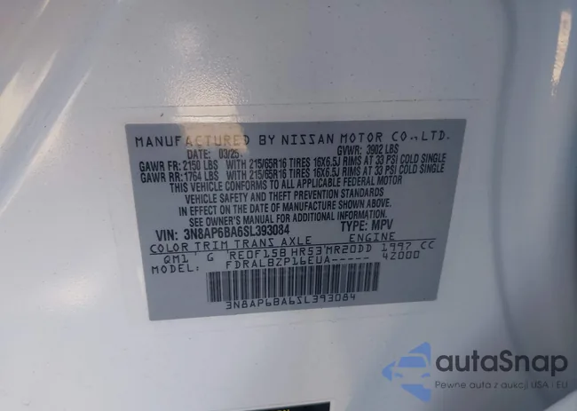 3N8AP6BA6SL393084: 44160987