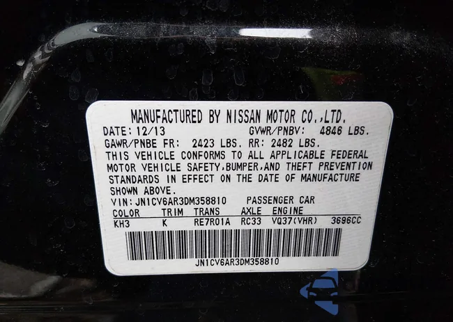 JN1CV6AR3DM358810: 44160109