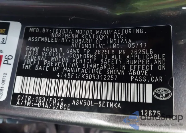 4T4BF1FK9DR312257: 44160147