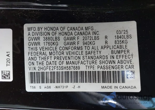 2HGFE2F53SH587689: 44160201