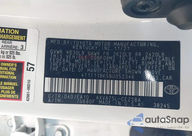 4T1T11BK5NU052346: 44160235