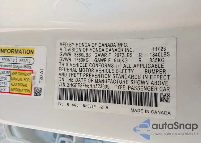 2HGFE2F56RH523639: 44160257