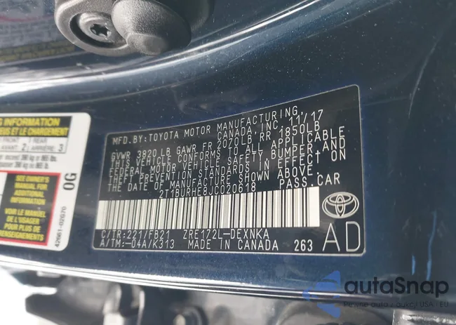 2T1BURHE8JC020618: 44160288
