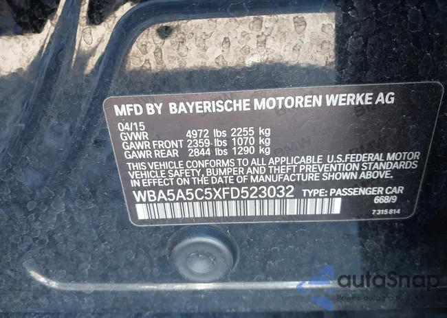 WBA5A5C5XFD523032: 44160316