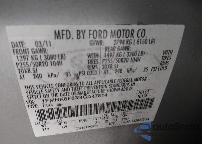 1FMHK8F83BGA47814: 44160424