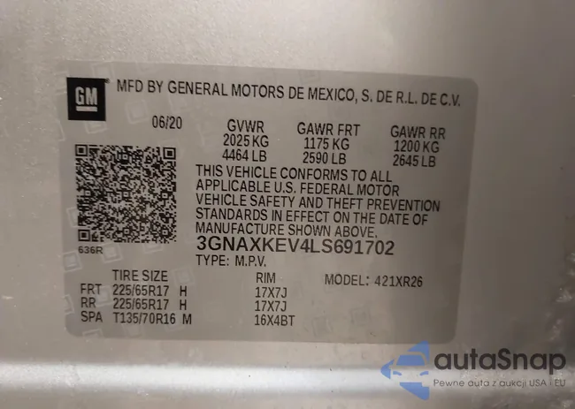 3GNAXKEV4LS691702: 44160436