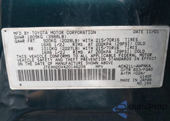 JTEHH20V420146208: 44161473