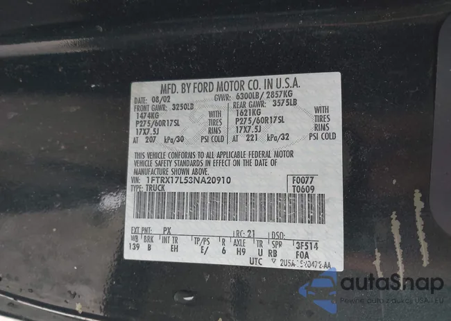 1FTRX17L53NA20910: 44161532