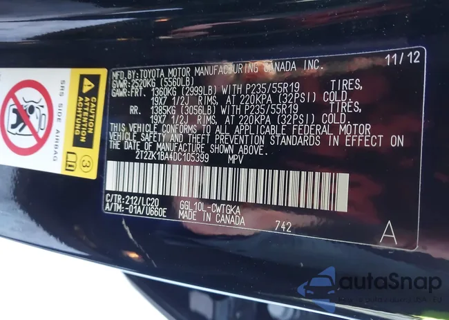 2T2ZK1BA4DC105399: 44161686