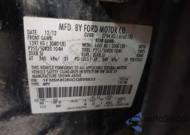 1FM5K8D80DGB95833: 44161705