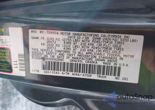 5TEUU42N89Z642890: 44161753