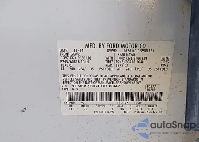 1FM5K7B97FGB32947: 44161827